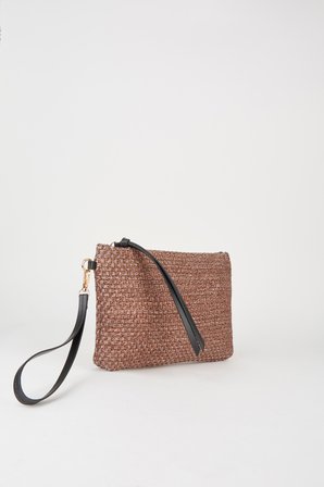 Kadın Bellis Hasır Açık Kahve Astarlı Suni Deri Bilek Askılı Portföy El Ve Clutch Çanta