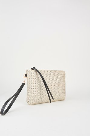 Kadın Bellis Örgü Hasır Gold Astarlı Suni Deri Bilek Askılı Portföy El Ve Clutch Çanta