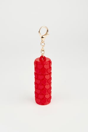 Kalp Desenli Kırmızı Ruj Lip Gloss Kılıfı 3D Baskı Charm Çanta Aksesuarı Anahtarlık