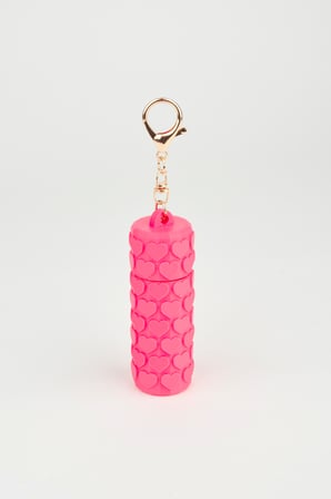 Kalp Desenli Pembe Ruj Lip Gloss Kılıfı 3D Baskı Charm Çanta Aksesuarı Anahtarlık
