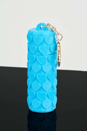 Kalp Desenli Bebe Mavi Ruj Lip Gloss Kılıfı 3D Baskı Charm Çanta Aksesuarı Anahtarlık
