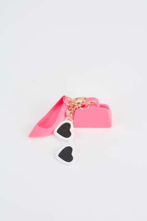 Pembe Mini Figürlü 3D Baskı Charm Çanta Aksesuarı Anahtarlık
