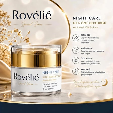 NIGHT CARE CREAM ALTIN OTU BİTKİ KÖK HÜCRESİ Yeni Nesil Gece Bakım Kremi 