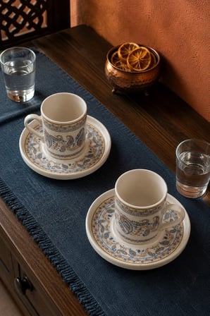 Tabak Evi Porselen Safir Kahve Fincan Takımı 90cc 4 Parça 2 Kişilik