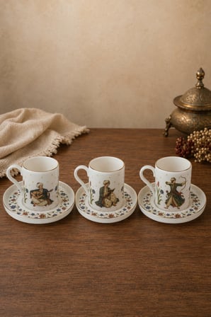 Tabak Evi Porselen Şehzade Altın Yaldızlı Kahve Fincan Takımı 80cc 12 Parça 6 Kişilik