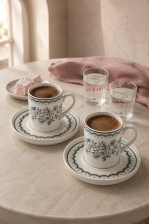 Tabak Evi Porselen Lalina Kahve Fincan Takımı 90cc 4 Parça 2 Kişilik