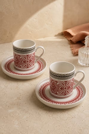 Tabak Evi Porselen Henna Kahve Fincan Takımı 90cc 4 Parça 2 Kişilik