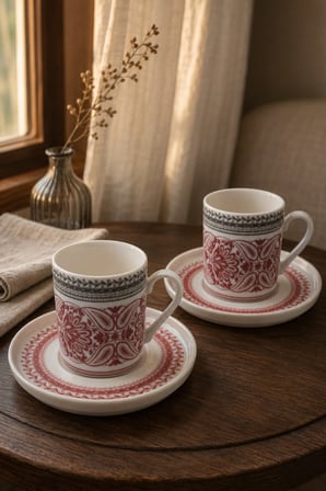 Tabak Evi Porselen Henna Kahve Fincan Takımı 90cc 4 Parça 2 Kişilik