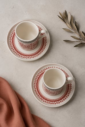 Tabak Evi Porselen Henna Kahve Fincan Takımı 90cc 4 Parça 2 Kişilik