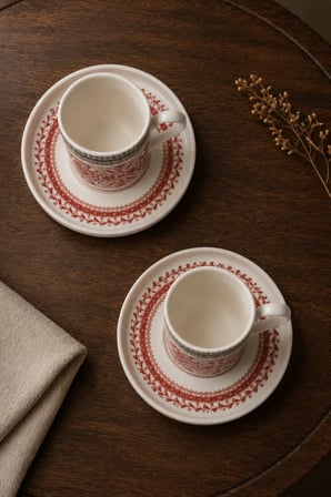 Tabak Evi Porselen Henna Kahve Fincan Takımı 90cc 4 Parça 2 Kişilik