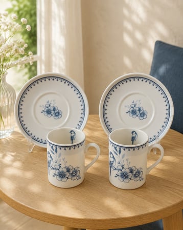 Tabak Evi Porselen Hüma Kahve Fincan Takımı 90cc 4 Parça 2 Kişilik