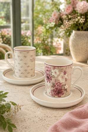 Tabak Evi Porselen Blossom Kahve Fincan Takımı 80cc 4 Parça 2 Kişilik