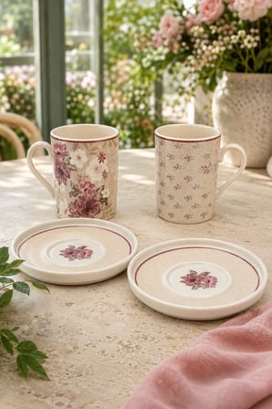 Tabak Evi Porselen Blossom Kahve Fincan Takımı 80cc 4 Parça 2 Kişilik