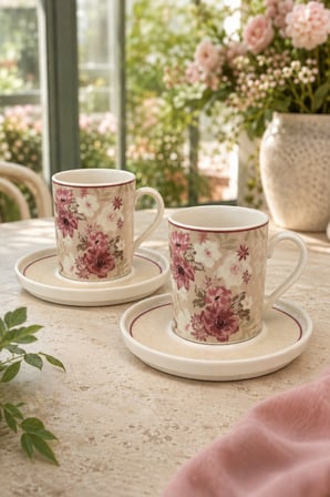 Tabak Evi Porselen Blossom Kahve Fincan Takımı 80cc 4 Parça 2 Kişilik