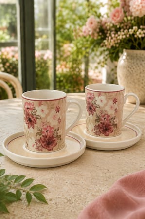 Tabak Evi Porselen Blossom Kahve Fincan Takımı 80cc 4 Parça 2 Kişilik