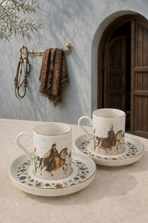 Tabak Evi Porselen Asude Altın Yaldızlı Kahve Fincanı 80cc 4 Parça 2 Kişilik