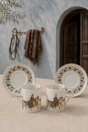 Tabak Evi Porselen Asude Altın Yaldızlı Kahve Fincanı 80cc 4 Parça 2 Kişilik