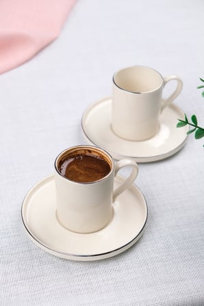 Tabak Evi Platin Yaldızlı Porselen Kahve Fincan Takımı 100cc 2 Kşilik 4 Parça