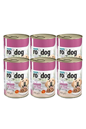 Ro-dog Sığır Etli Yetişkin Parça Etli Köpek Konservesi 400 Gr x 6 adet