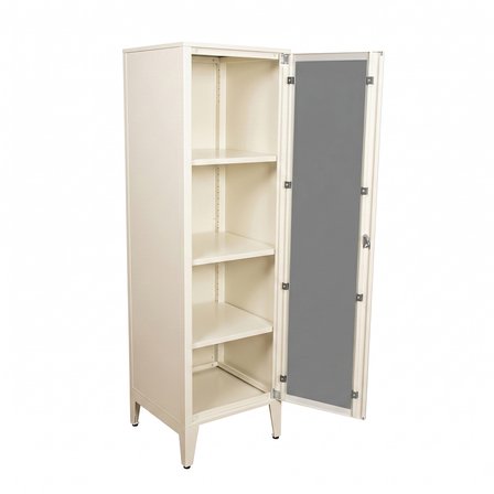 Alfafonet Ziglat Serisi Kilitli Metal Home Office Dolabı Cam Kapaklı Mat Beyaz 450x1500x450 mm