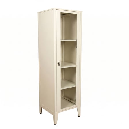 Alfafonet Ziglat Serisi Kilitli Metal Home Office Dolabı Cam Kapaklı Mat Beyaz 450x1500x450 mm