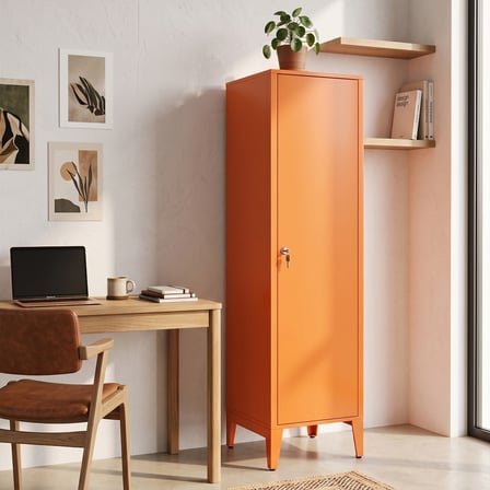 Alfafonet Ziglat Serisi Kilitli Metal Home Office Dolabı Metal Kapaklı Turuncu 450x1500x450 mm