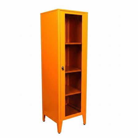 Alfafonet Ziglat Serisi Kilitli Metal Home Office Dolabı Cam Kapaklı Turuncu (RAL 2004) 450x1500x450 mm