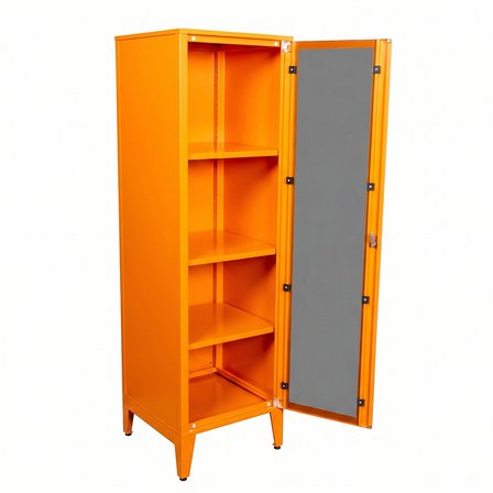 Alfafonet Ziglat Serisi Kilitli Metal Home Office Dolabı Cam Kapaklı Turuncu (RAL 2004) 450x1500x450 mm