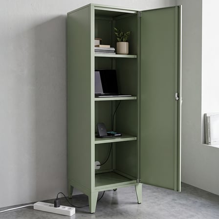 Alfafonet Ziglat Serisi Kilitli Metal Home Office Dolabı Metal Kapaklı Yeşil (RAL 6018) 450x1500x450 mm