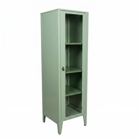 Alfafonet Ziglat Serisi Kilitli Metal Home Office Dolabı Cam Kapaklı Yeşil 450x1500x450 mm