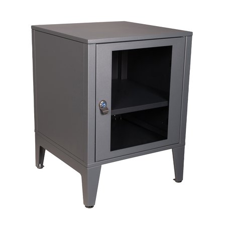 Alfafonet Ziglat Serisi Kilitli Metal Home Office Dolabı Cam Kapaklı Antrasit Gri 450x600x450 mm