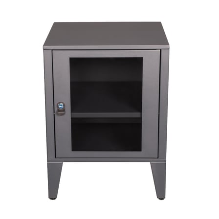 Alfafonet Ziglat Serisi Kilitli Metal Home Office Dolabı Cam Kapaklı Antrasit Gri 450x600x450 mm