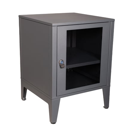 Alfafonet Ziglat Serisi Kilitli Metal Home Office Dolabı Cam Kapaklı Antrasit Gri 450x600x450 mm
