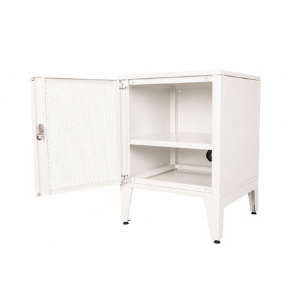 Lande Ziglat Serisi Kilitli Metal Home Office Dolabı %70 Perfore Kapaklı Mat Beyaz (RAL 9003) 450x450x450 mm