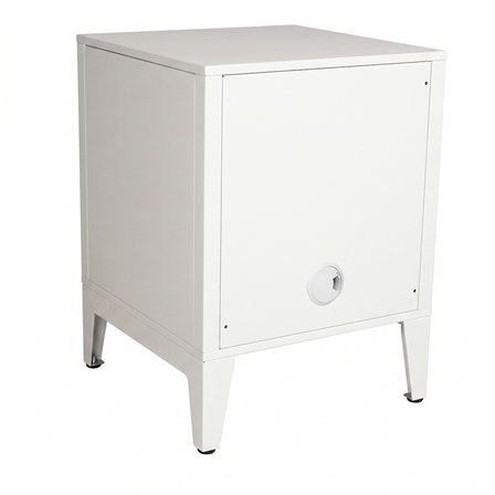 Lande Ziglat Serisi Kilitli Metal Home Office Dolabı Cam Kapaklı Mat Beyaz (RAL 9003) 450x450x450 mm