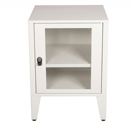 Lande Ziglat Serisi Kilitli Metal Home Office Dolabı Cam Kapaklı Mat Beyaz (RAL 9003) 450x450x450 mm