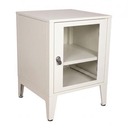 Lande Ziglat Serisi Kilitli Metal Home Office Dolabı Cam Kapaklı Mat Beyaz (RAL 9003) 450x450x450 mm