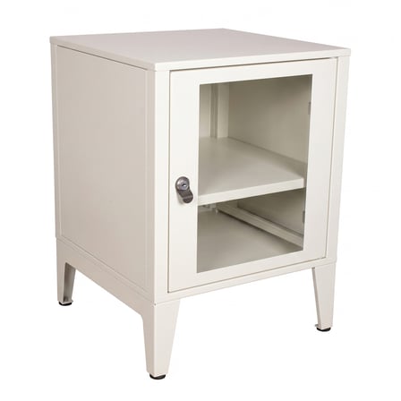 Lande Ziglat Serisi Kilitli Metal Home Office Dolabı Cam Kapaklı Mat Beyaz (RAL 9003) 450x450x450 mm