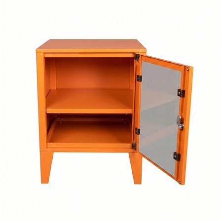 Alfafonet Ziglat Serisi Kilitli Metal Home Office Dolabı Cam Kapaklı Turuncu 450x600x450 mm