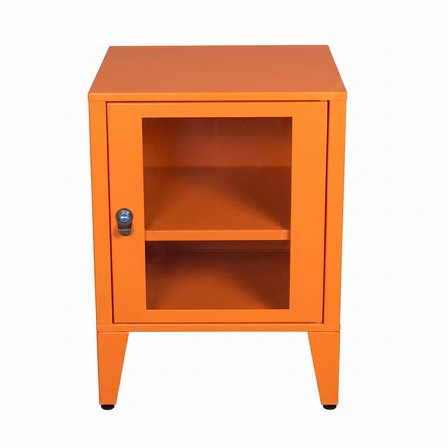 Alfafonet Ziglat Serisi Kilitli Metal Home Office Dolabı Cam Kapaklı Turuncu 450x600x450 mm