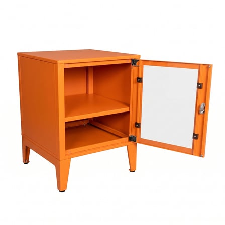 Alfafonet Ziglat Serisi Kilitli Metal Home Office Dolabı Cam Kapaklı Turuncu 450x600x450 mm