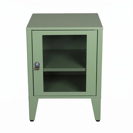Alfafonet Ziglat Serisi Kilitli Metal Home Office Dolabı Cam Kapaklı Yeşil 450x600x450 mm