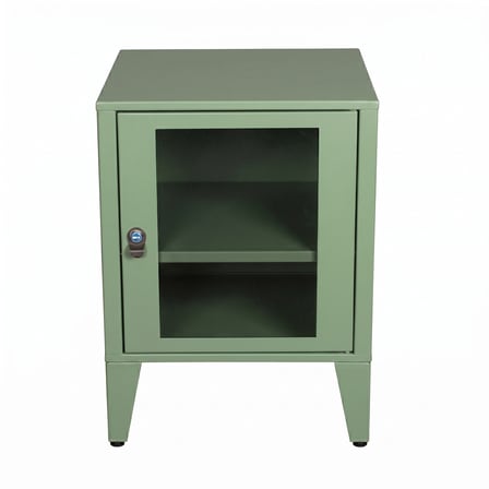 Alfafonet Ziglat Serisi Kilitli Metal Home Office Dolabı Cam Kapaklı Yeşil 450x600x450 mm