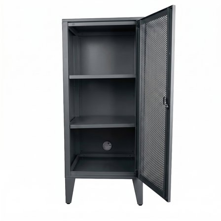 Alfafonet Ziglat Serisi Kilitli Metal Home Office Dolabı %70 Perfore Kapaklı Antrasit Gri 450x1050x450 mm