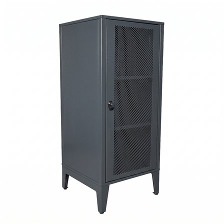Alfafonet Ziglat Serisi Kilitli Metal Home Office Dolabı %70 Perfore Kapaklı Antrasit Gri 450x1050x450 mm
