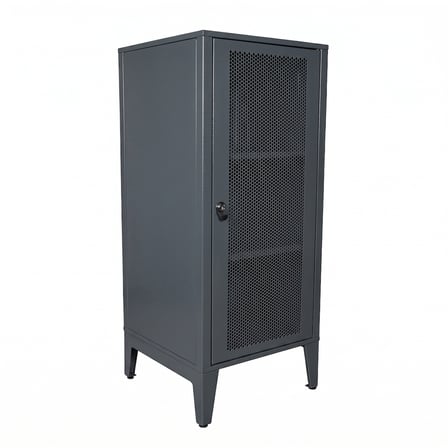 Alfafonet Ziglat Serisi Kilitli Metal Home Office Dolabı %70 Perfore Kapaklı Antrasit Gri 450x1050x450 mm