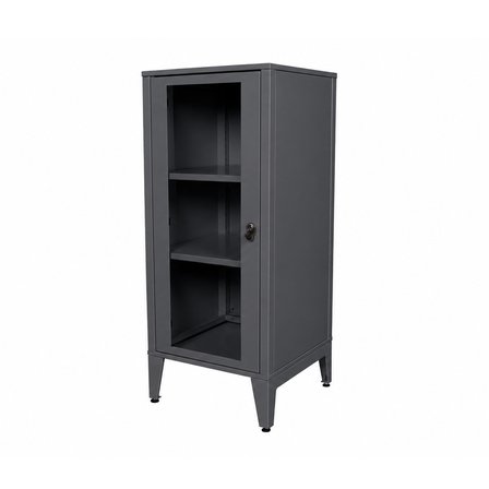 Alfafonet Ziglat Serisi Kilitli Metal Home Office Dolabı Cam Kapaklı Antrasit Gri 450x1050x450 mm