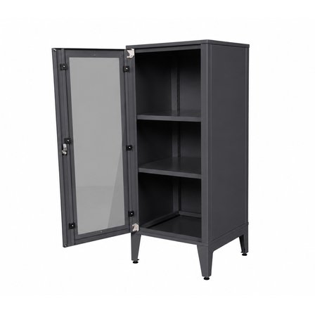 Alfafonet Ziglat Serisi Kilitli Metal Home Office Dolabı Cam Kapaklı Antrasit Gri 450x1050x450 mm
