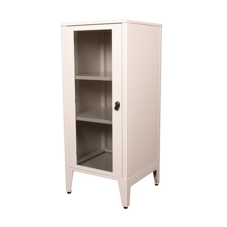 Alfafonet Ziglat Serisi Kilitli Metal Home Office Dolabı Cam Kapaklı Mat Beyaz (RAL 9003) 450x1050x450 mm