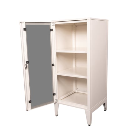 Alfafonet Ziglat Serisi Kilitli Metal Home Office Dolabı Cam Kapaklı Mat Beyaz (RAL 9003) 450x1050x450 mm
